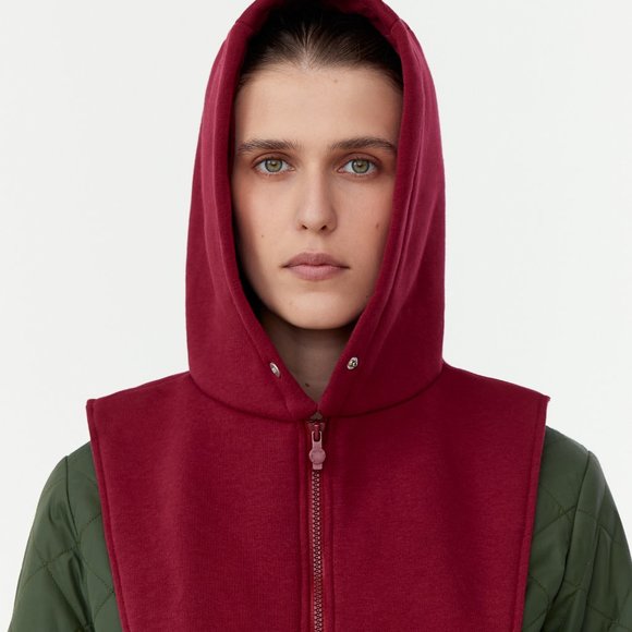 UNU Hooded Scarf Burgundy Cotton Balaclava Hat NWT - Picture 7 of 7